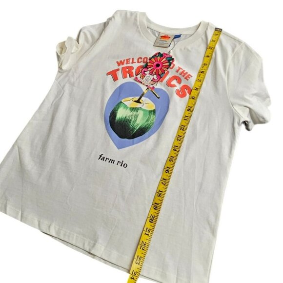 Farm Rio Welcome to the Tropics Tee, Short Sleeve, T-Shirt, Cotton, Graphic, S - Picture 6 of 9